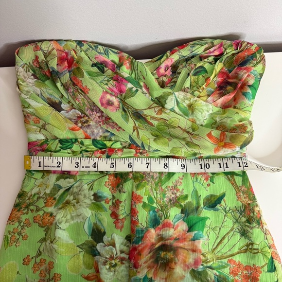 JAYGODFREY - Lime Green Floral Shorts Strapless Romper - 0 - Picture 11 of 11